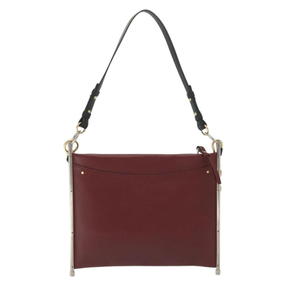 Chloe Shoulder Bag Leather 2way Bordeaux Gold Silver Auth bs29200 - Picture 2 of 16